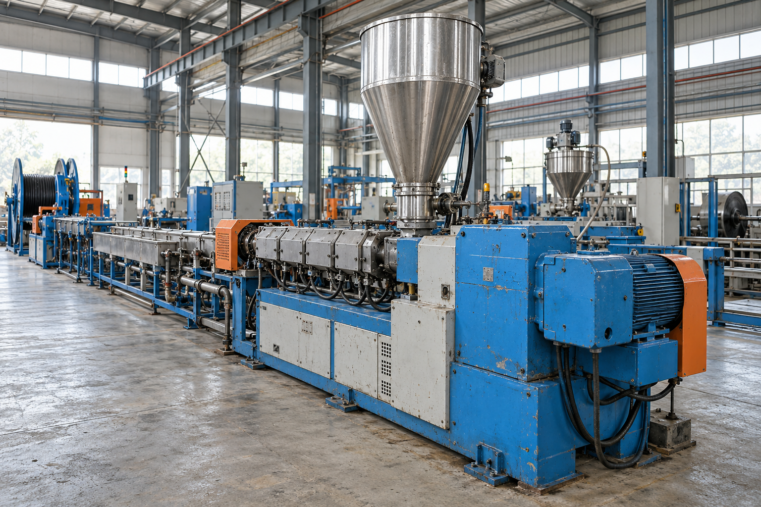 Cable extrusion line — illustrative demo image, not actual inventory
